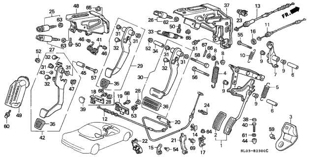 1995 clutch pedal assembly parts diagram