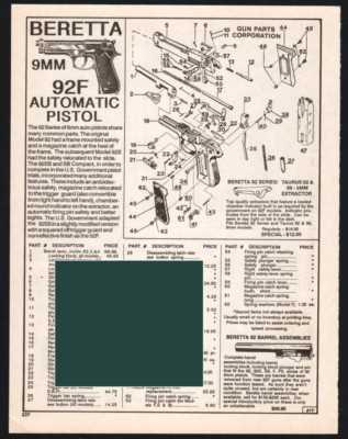 beretta 92 parts diagram