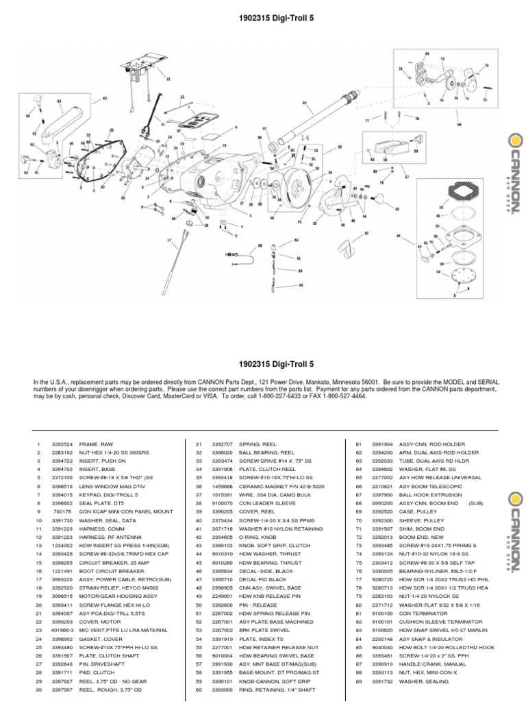 cannon downrigger parts diagram