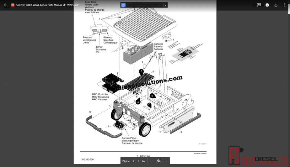 crown forklift parts diagram