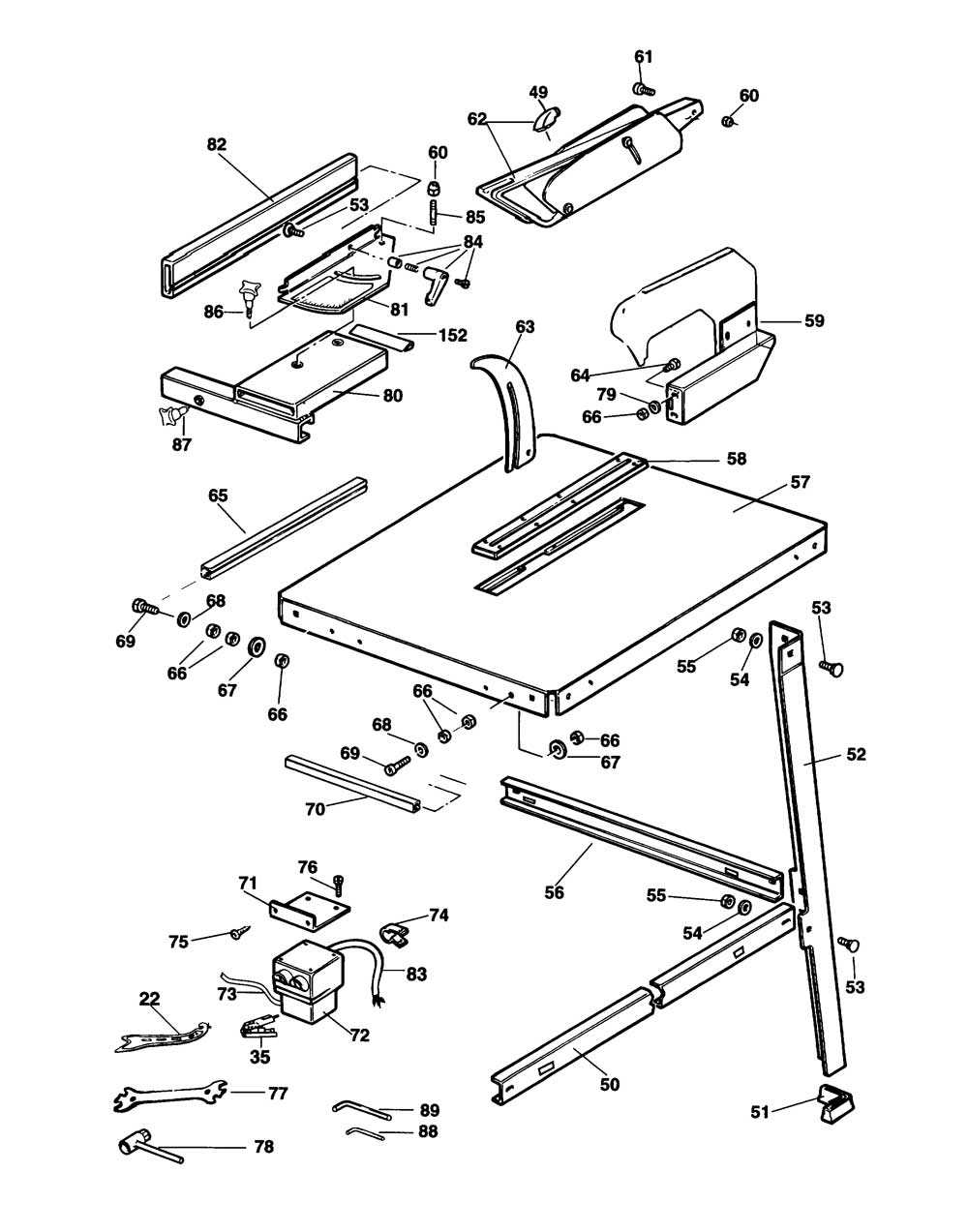 delta table saw parts diagram