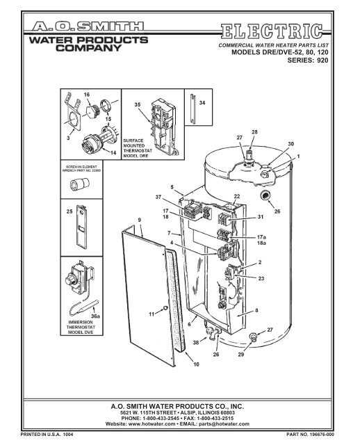 electric water heater parts diagram