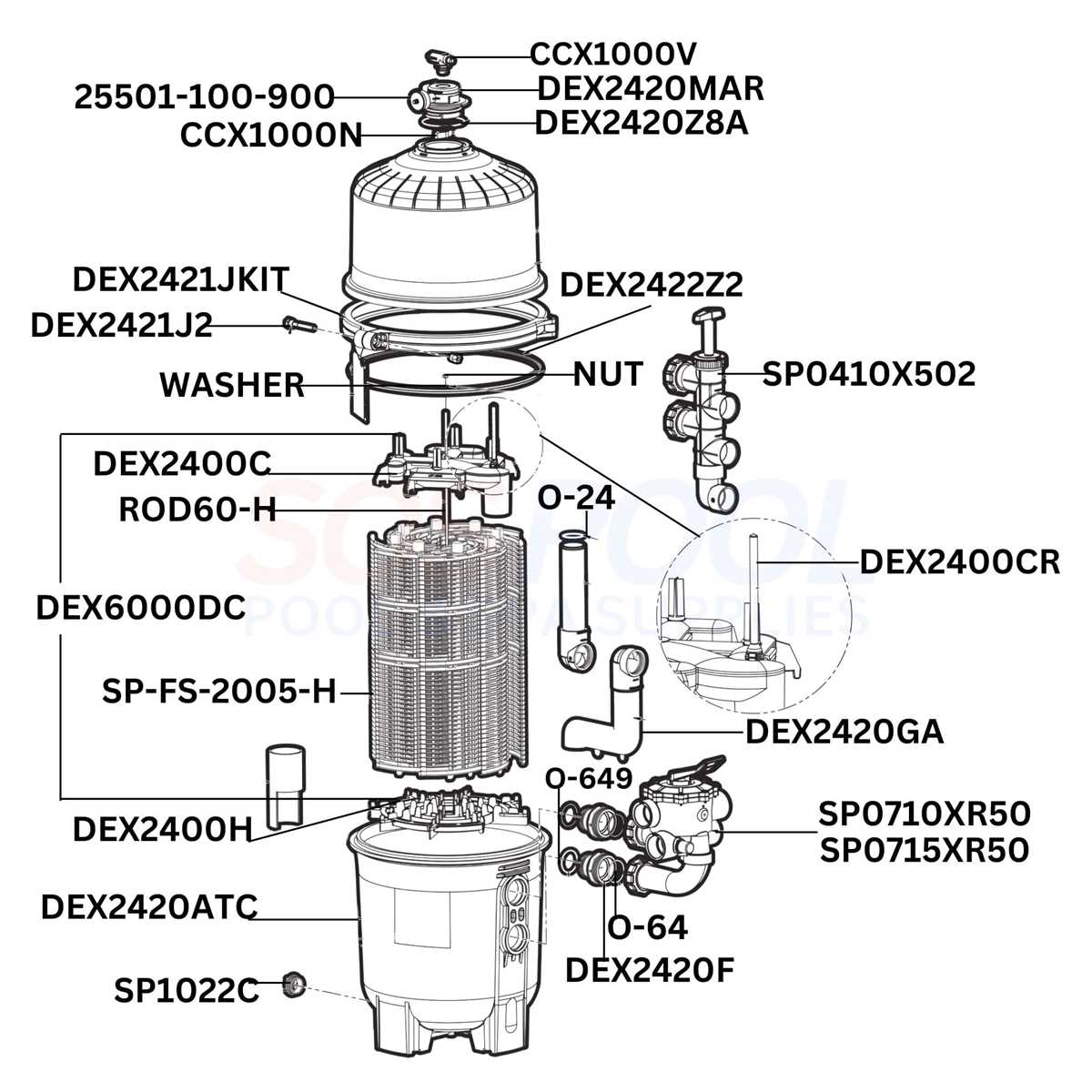 hayward de6020 parts diagram