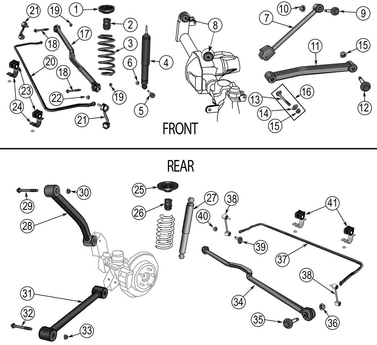 jeep wrangler front end parts diagram