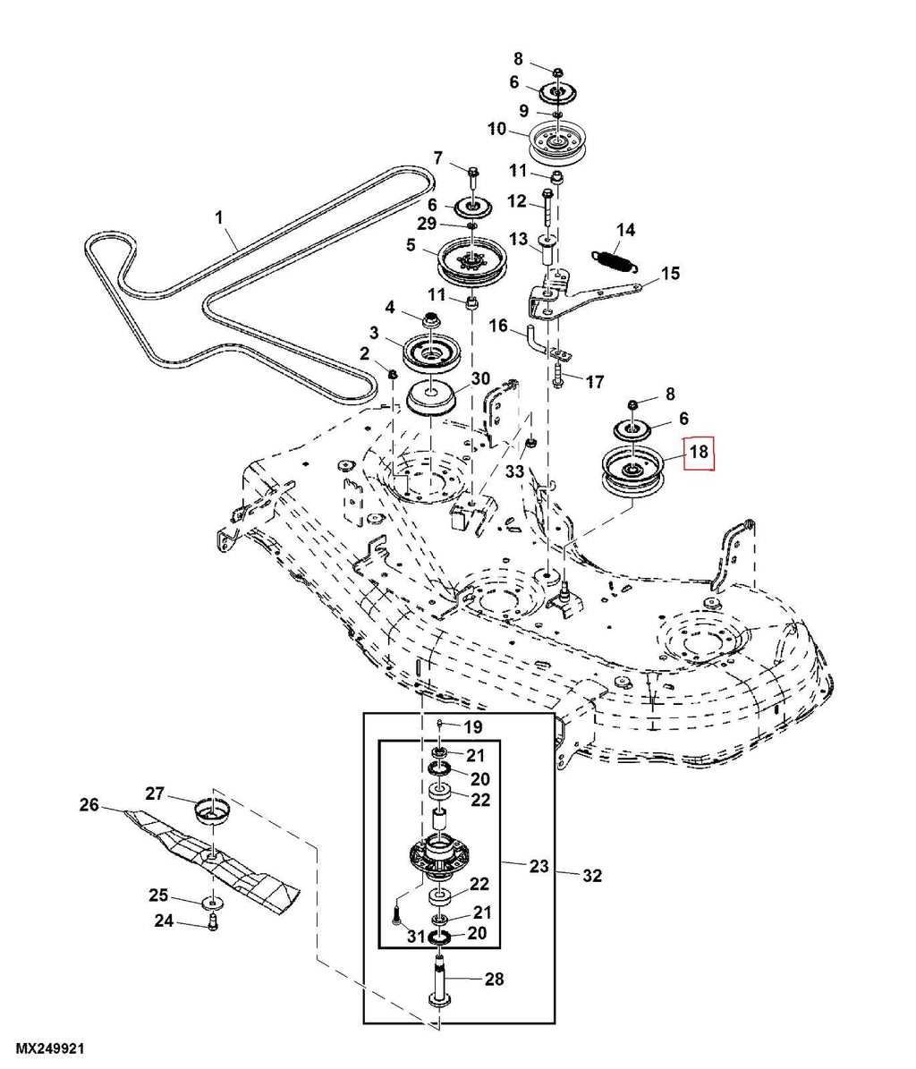 john deere x300 42 inch deck parts diagram