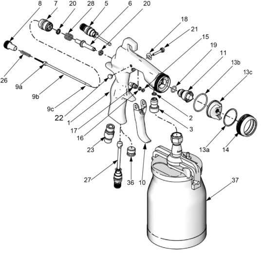paint spray gun parts diagram