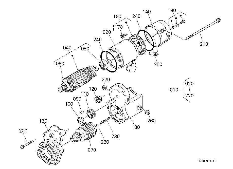 parts of a starter motor diagram