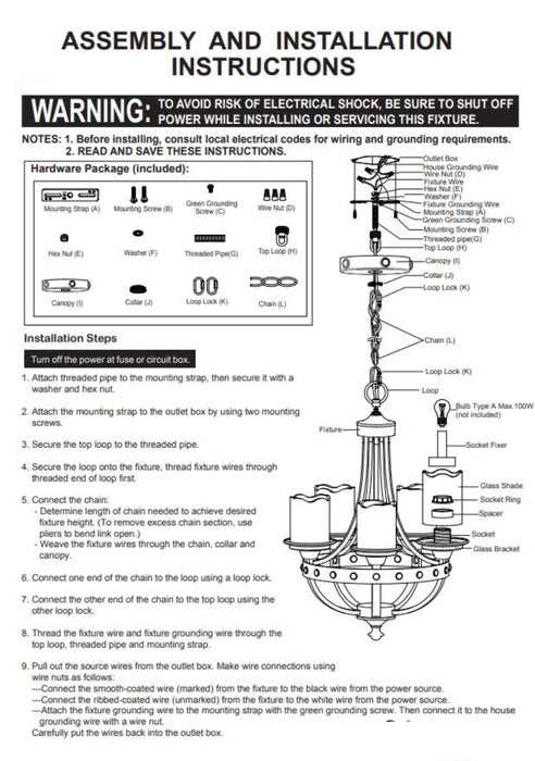 pendant lamp parts diagram