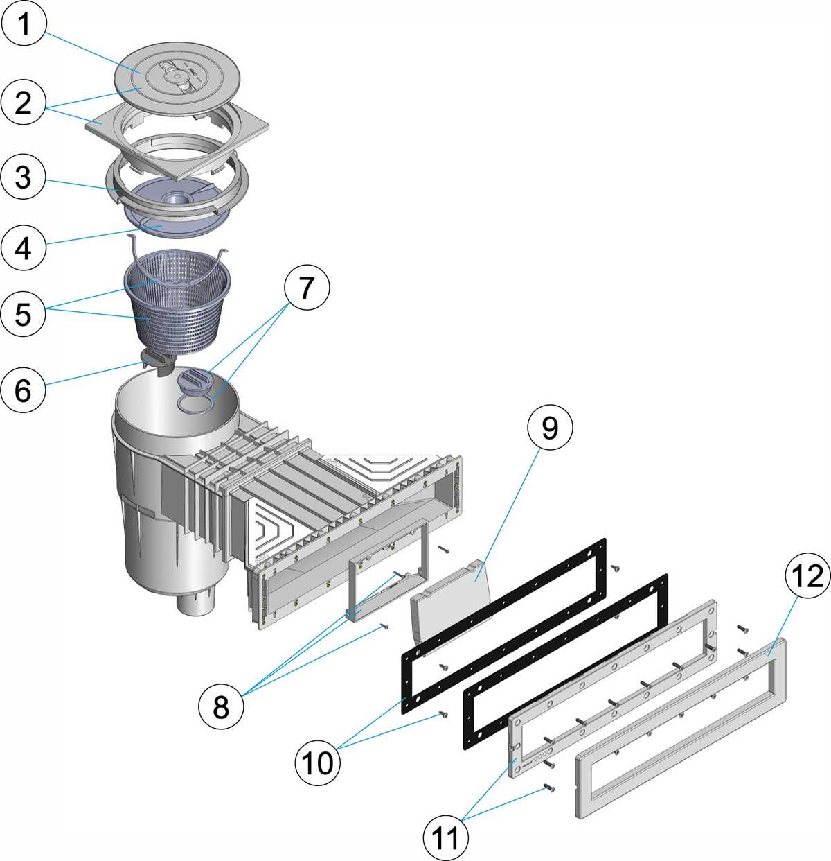 pool skimmer parts diagram