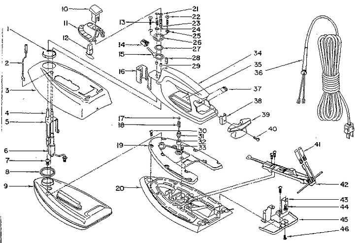 rowenta iron parts diagram