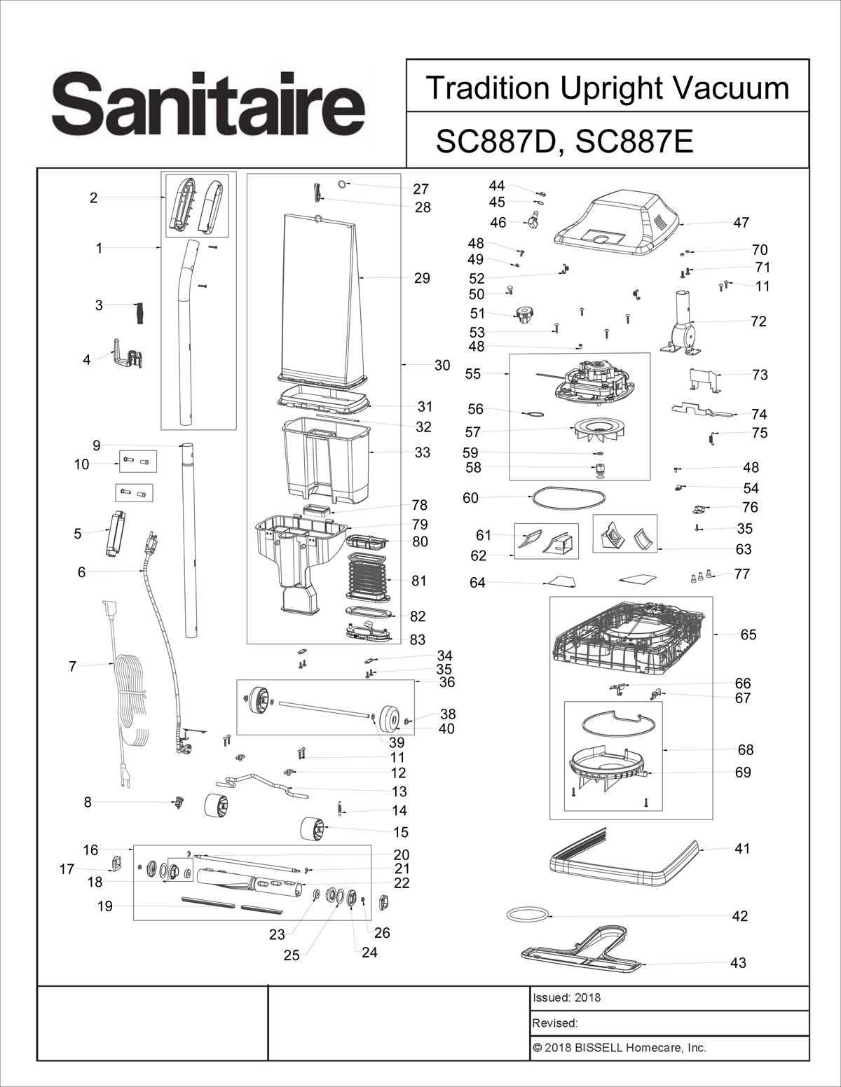 sanitaire vacuum parts diagram
