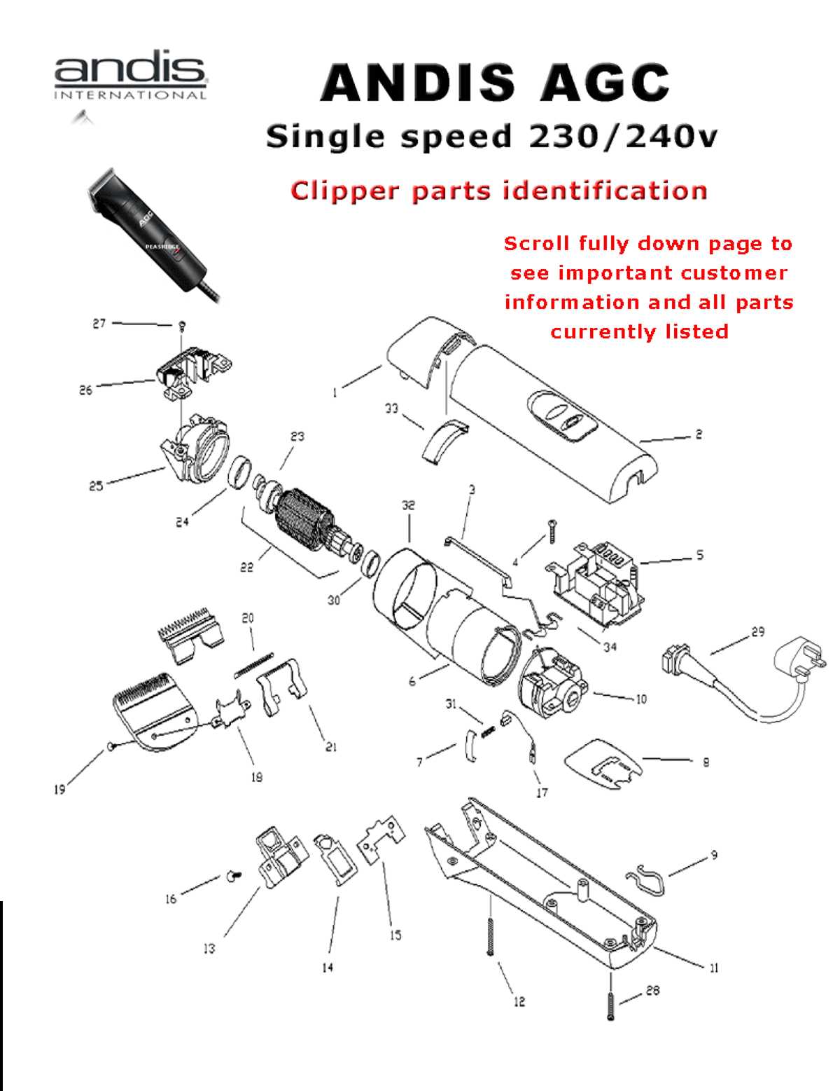 andis clipper parts diagram