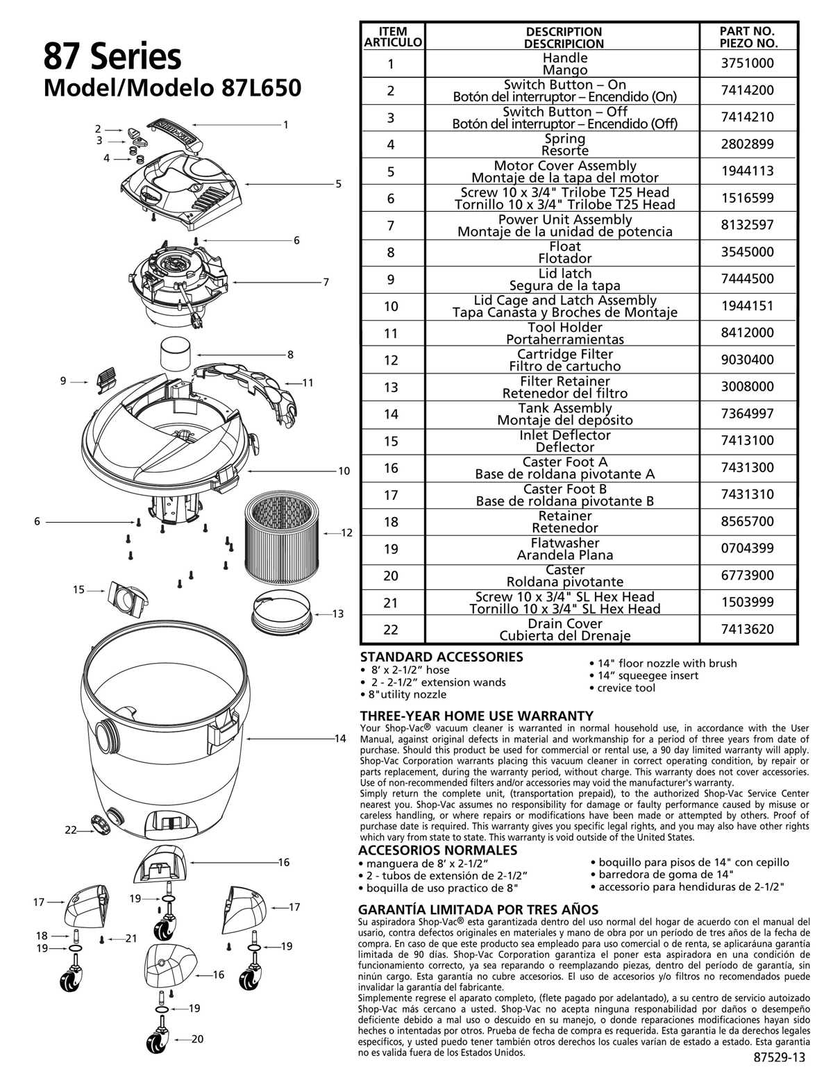 craftsman shop vac parts diagram