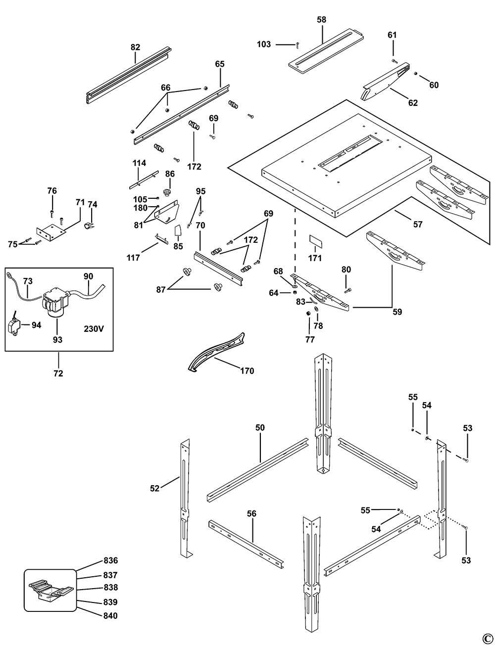 delta table saw parts diagram