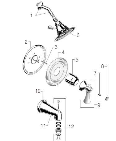 diagram of shower faucet parts