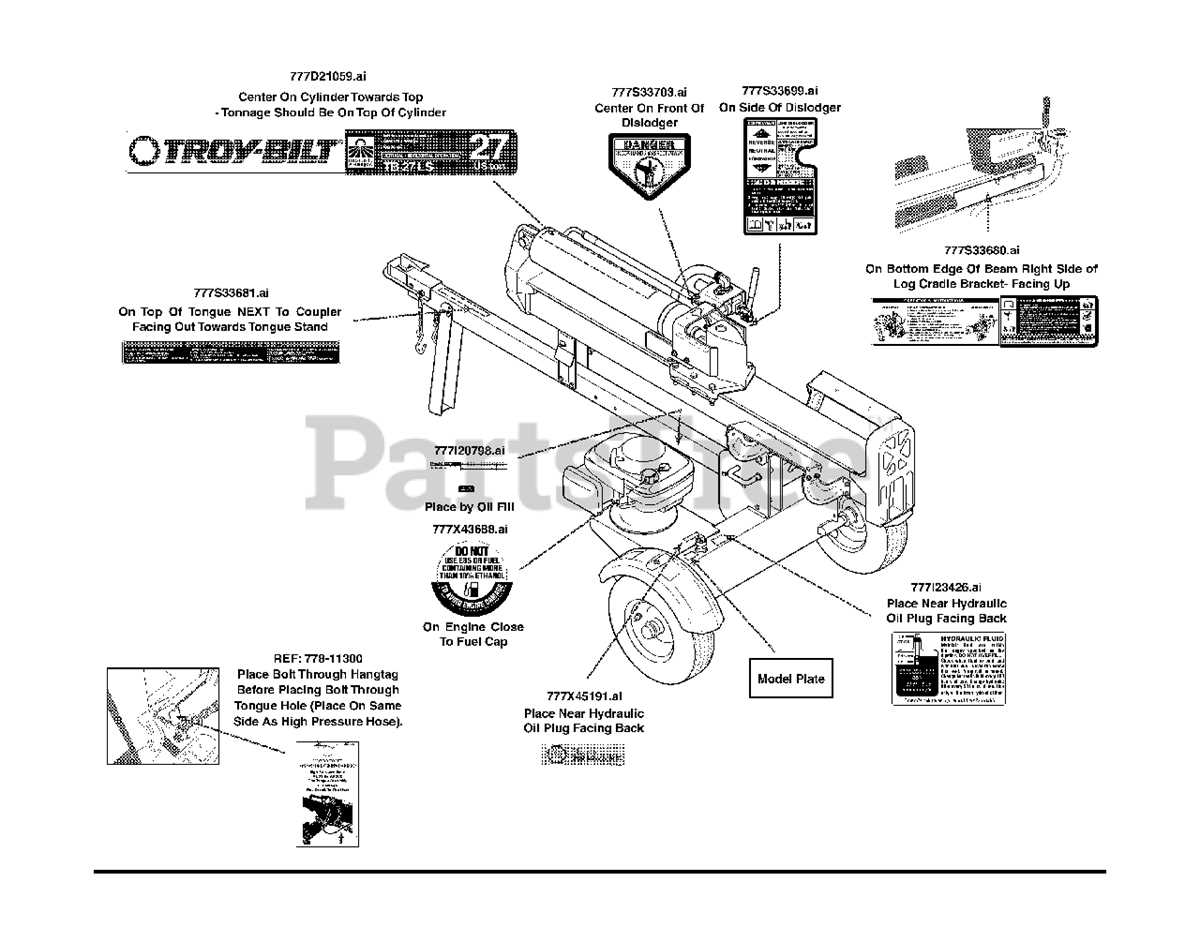 troy bilt 27 ton log splitter parts diagram