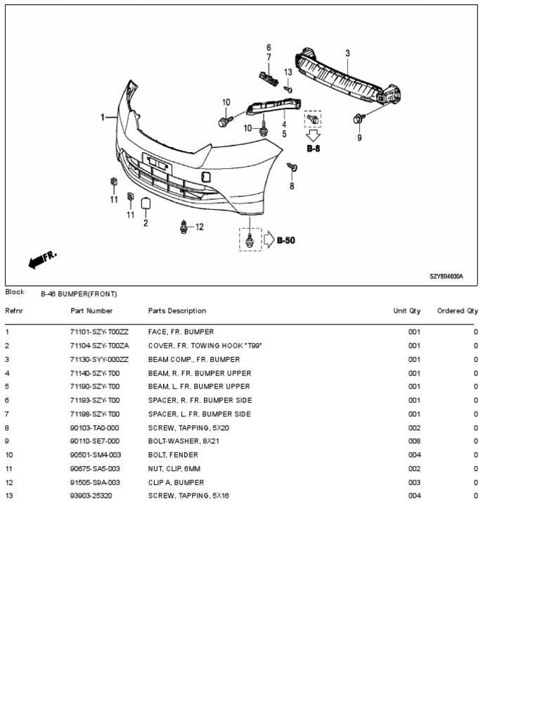 front bumper parts diagram