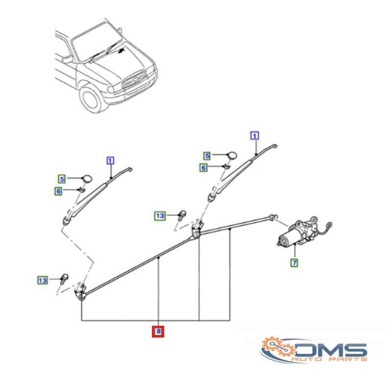 wiper linkage windshield wiper parts diagram