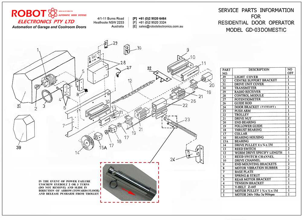garage door diagram parts