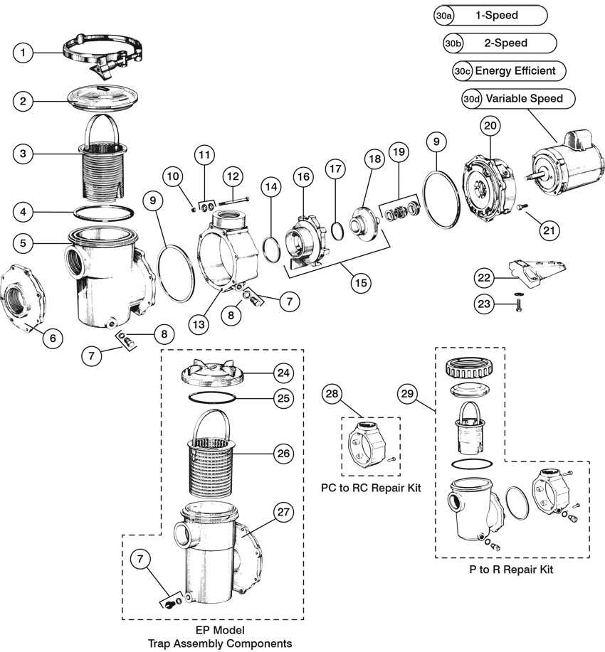 1.5 hp hayward pool pump parts diagram