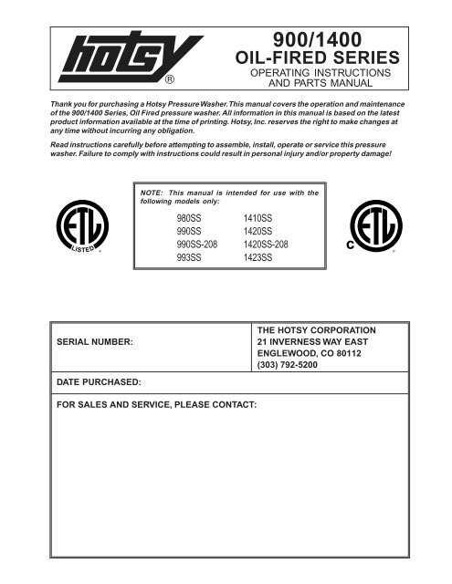 hotsy pressure washer parts diagram