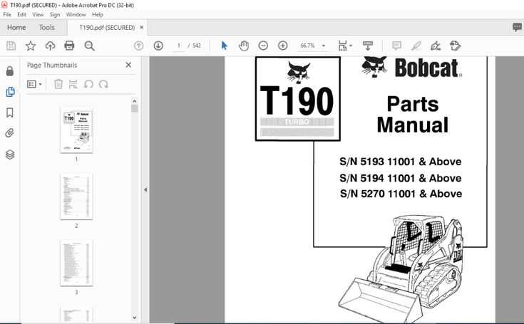 bobcat t190 parts diagram