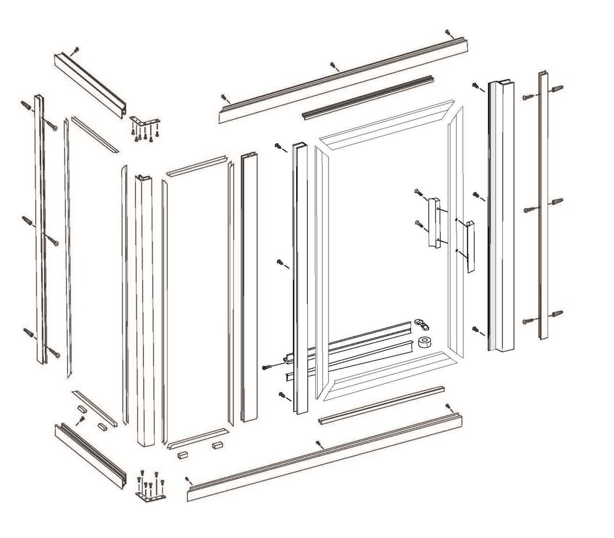 sliding shower door parts diagram
