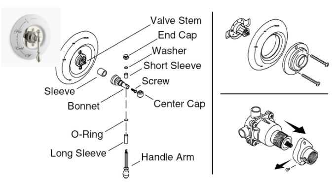 parts of a shower faucet diagram