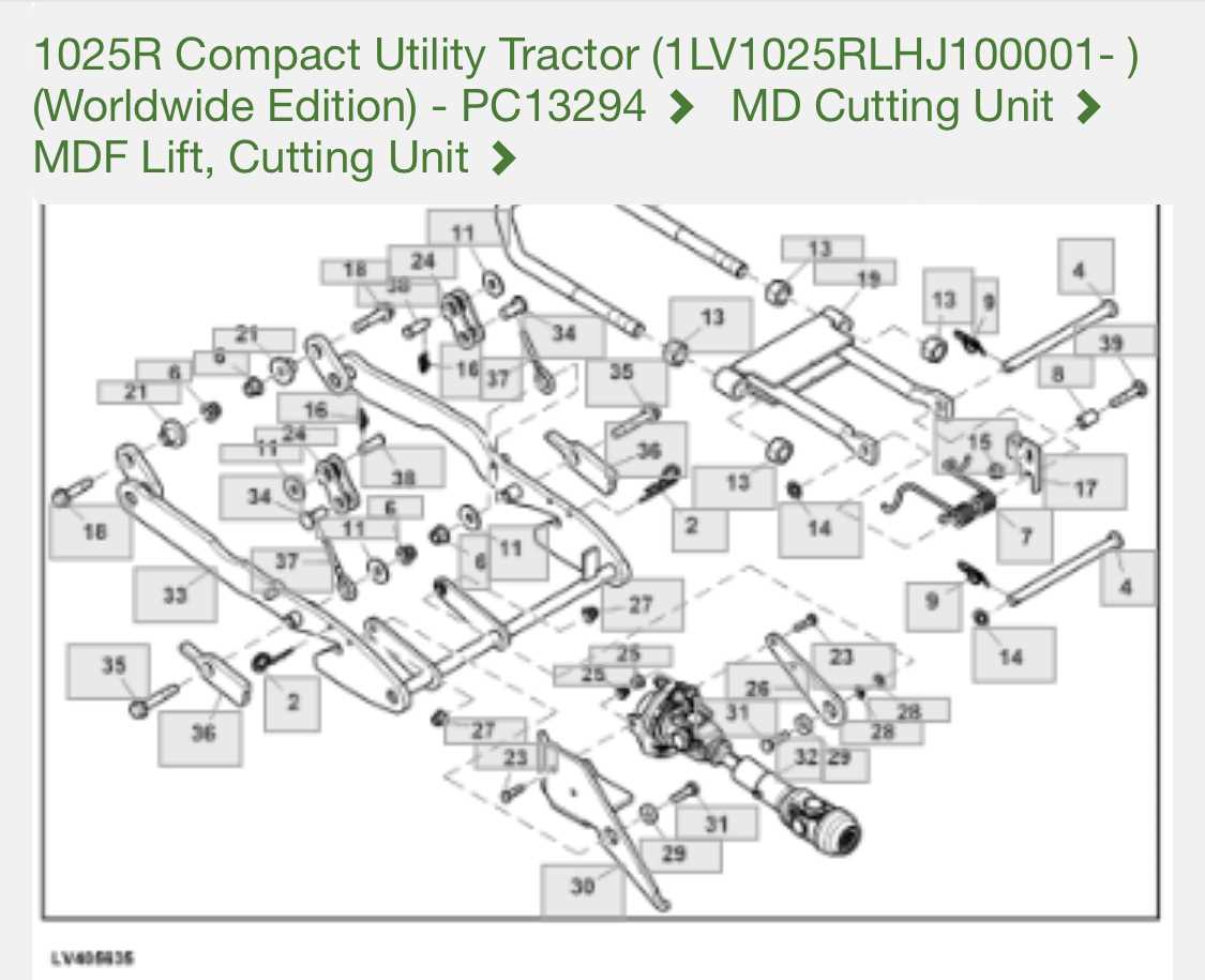 john deere 1025r mower deck parts diagram