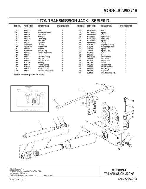 2 ton floor jack parts diagram
