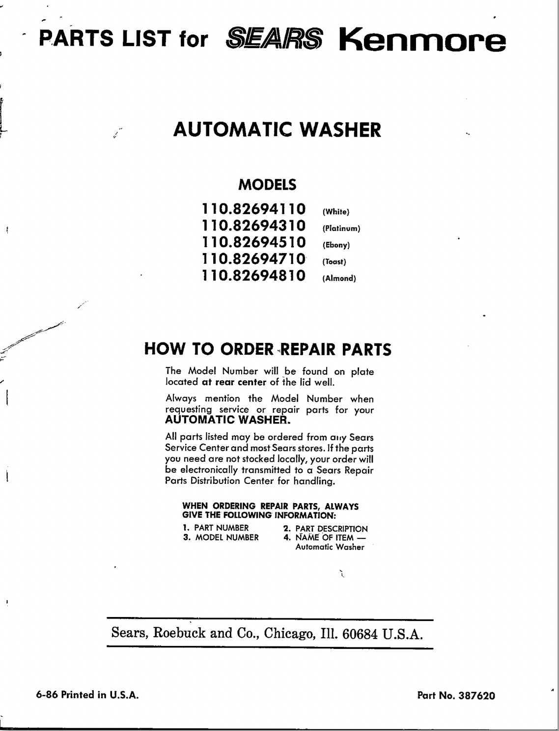 kenmore washing machine parts diagram