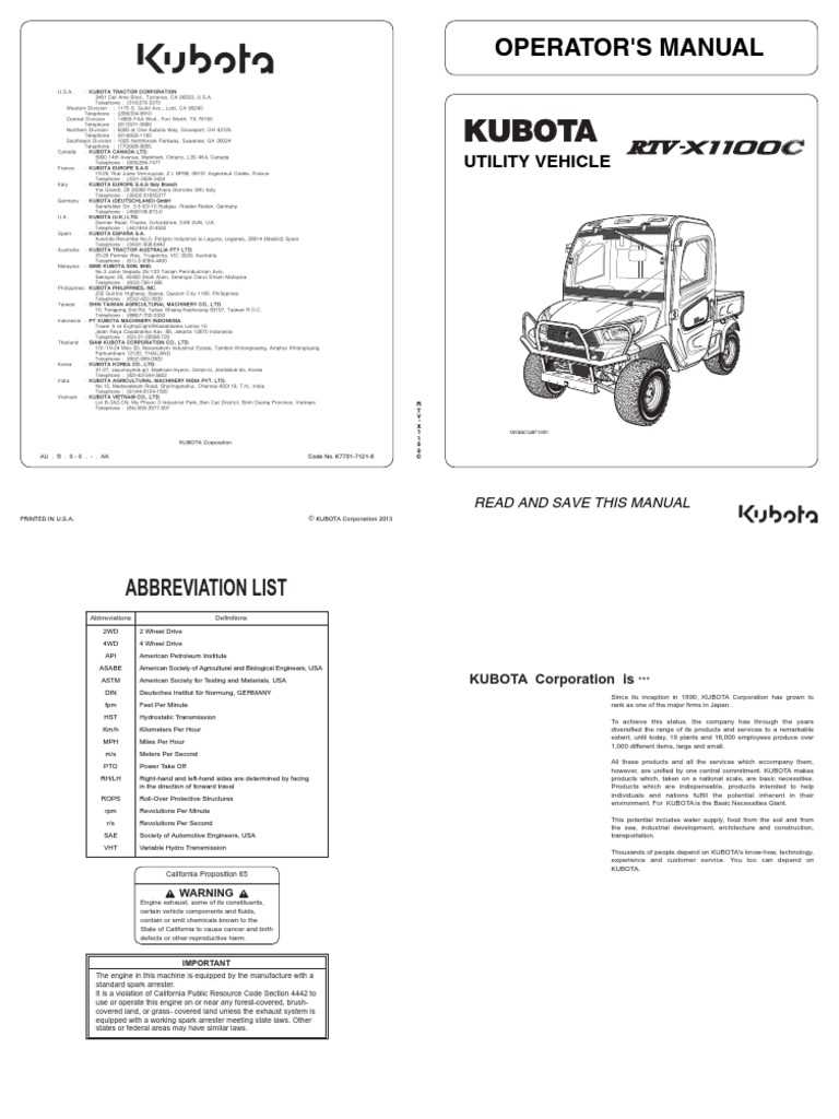 kubota rtv x1100c parts diagram