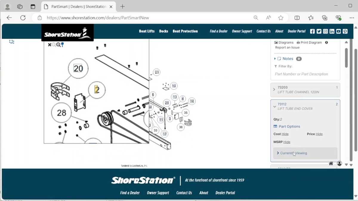 shorestation boat lift parts diagram
