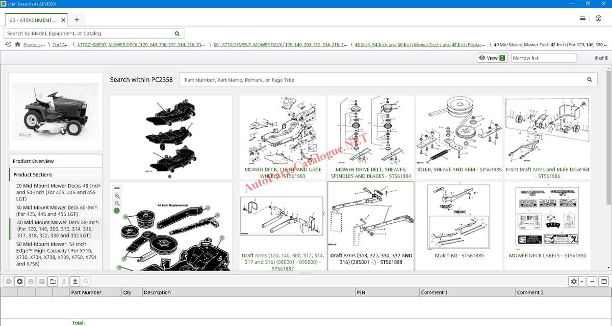 john deere 445 60 inch mower deck parts diagram