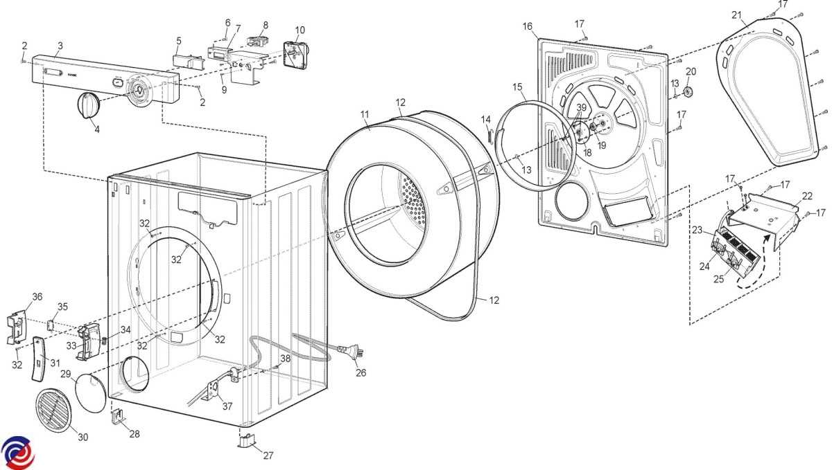 clothes dryer parts diagram