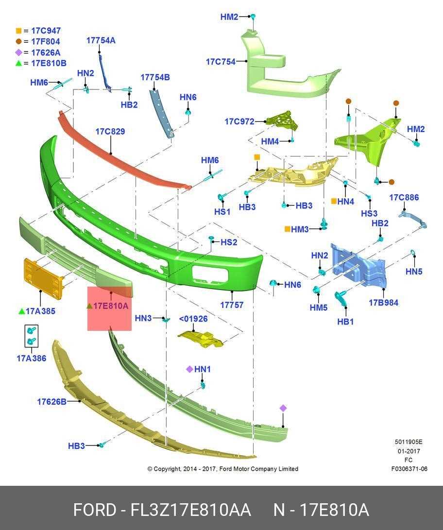 2018 ford f 150 front bumper parts diagram