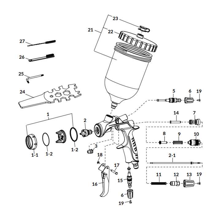 paint spray gun parts diagram