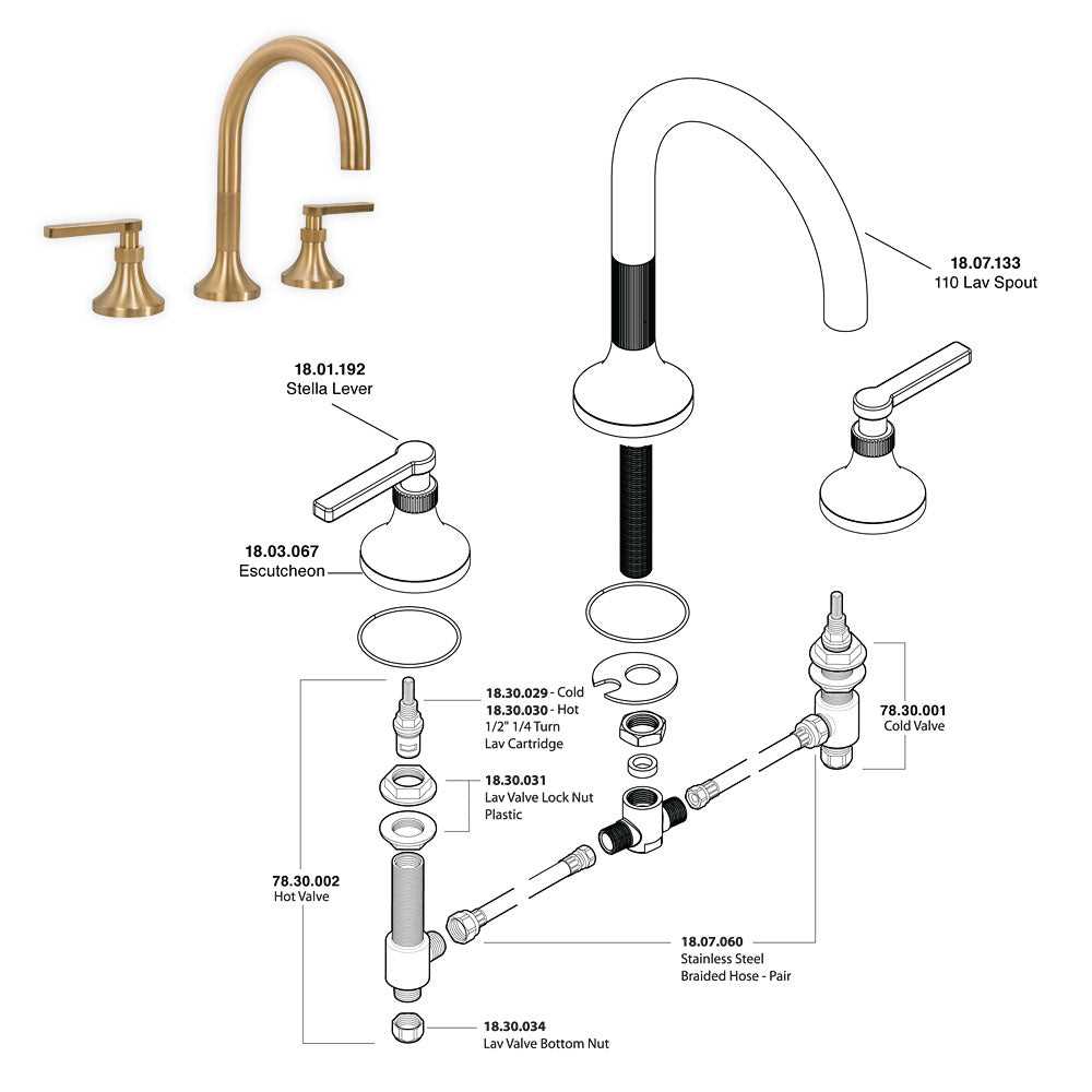 parts of a bathroom faucet diagram