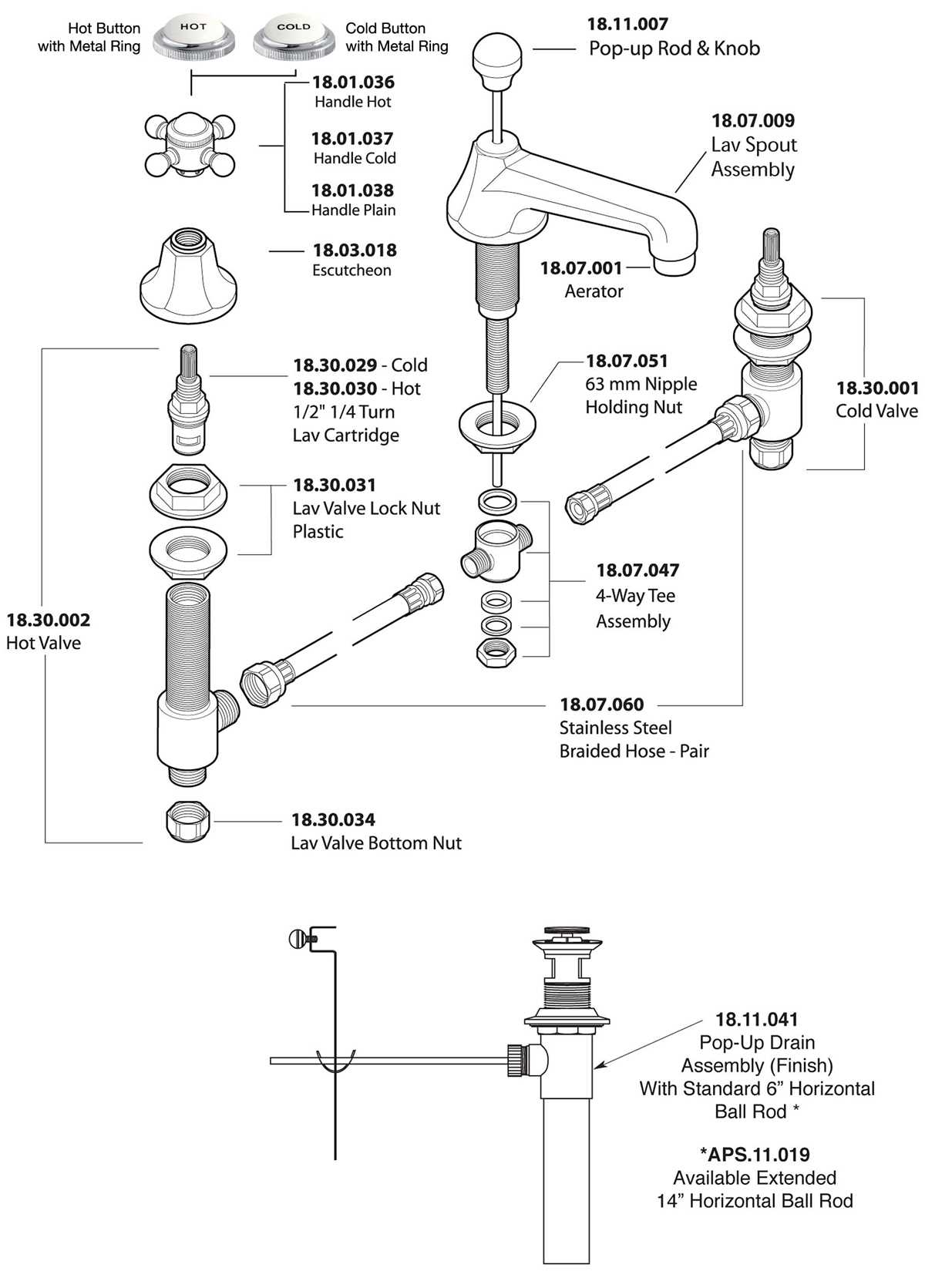 parts of a bathroom faucet diagram