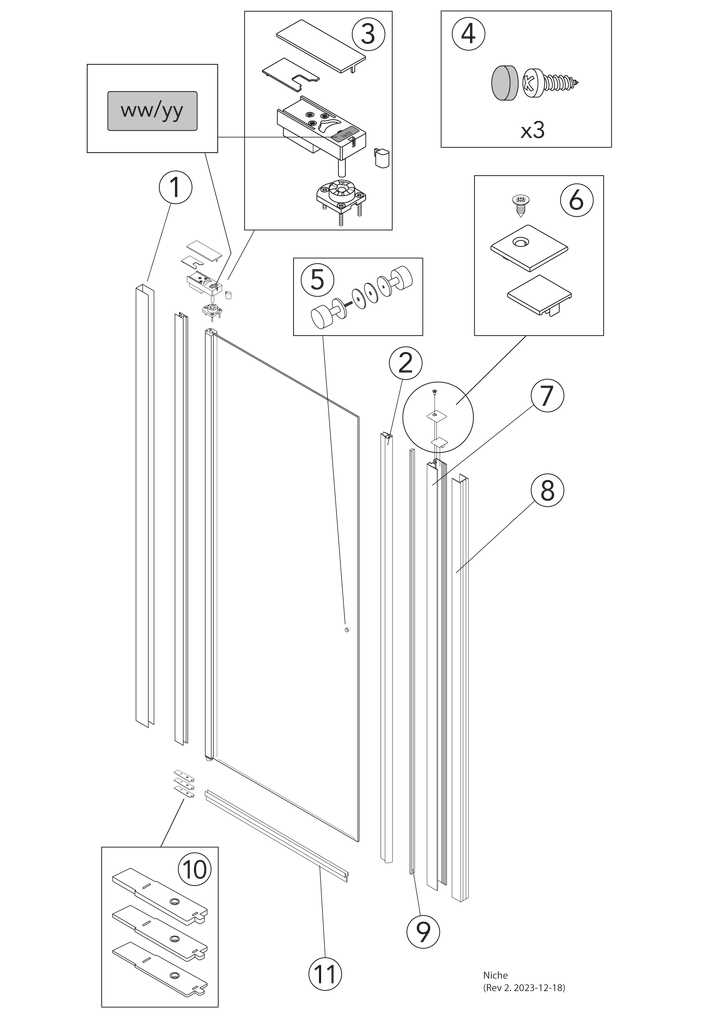 shower door parts diagram