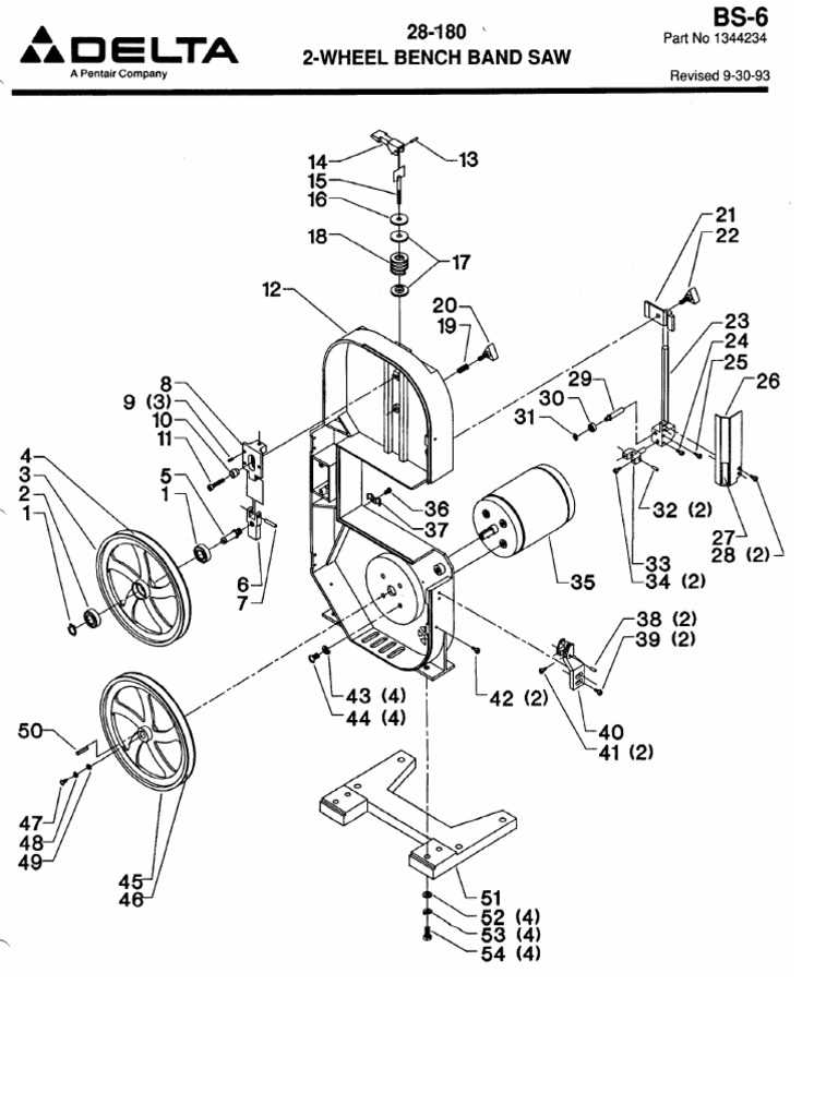 delta band saw parts diagram