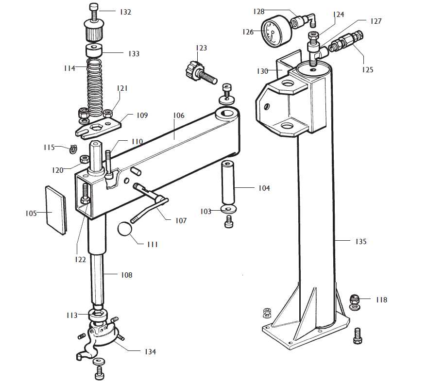 tire machine parts diagram