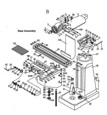 bridgeport mill parts diagram