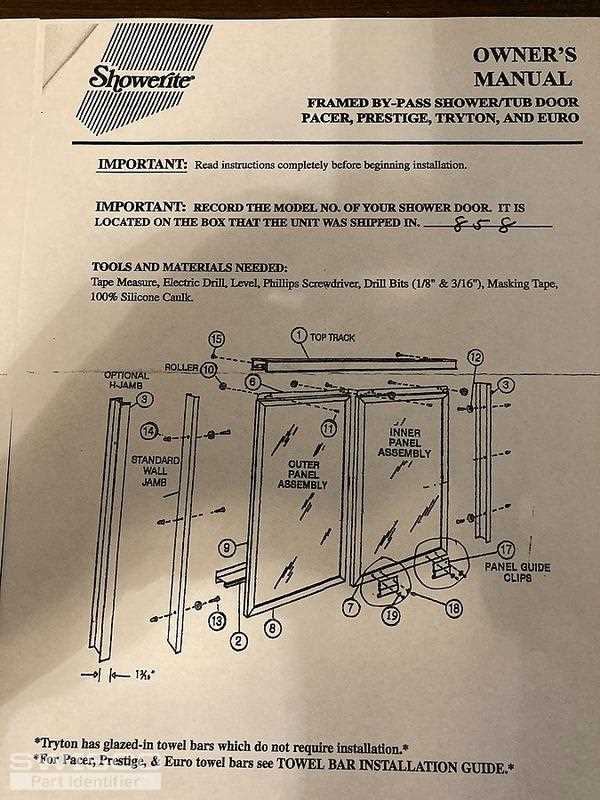 shower door parts diagram