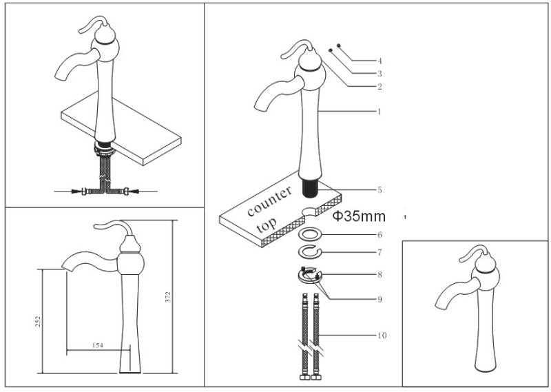 bathroom sink faucet parts diagram