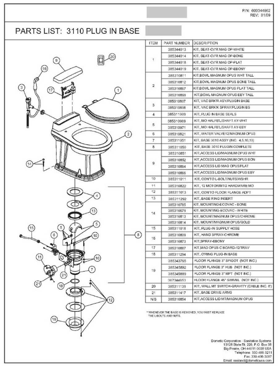 dometic 300 rv toilet parts diagram