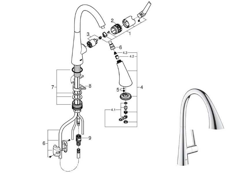 kitchen sink faucet parts diagram